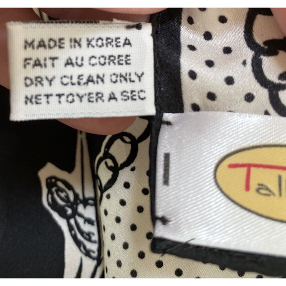 Vintage Talbots Black & White Silk Scarf Shopping Motif Neckerchief Monochrome - Picture 8 of 8
